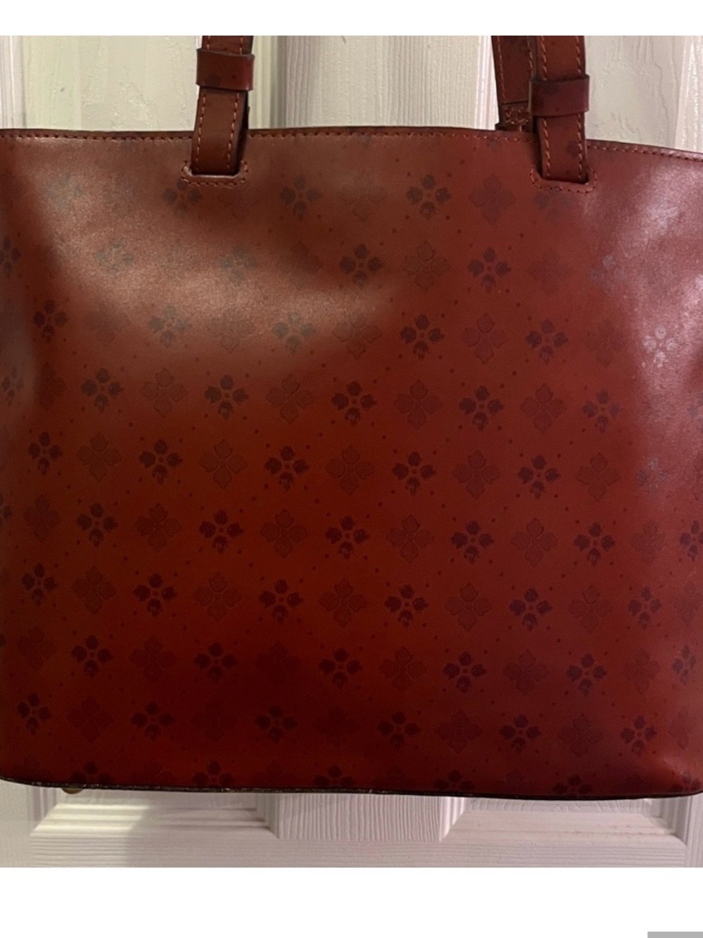 Patricia Nash Danville Tote Bag in Chestnut Brown with Logo Pattern